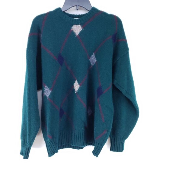 The Moors Sweaters - The Moors Shetland Wool Sweater Men's Sz Large Green Argyll